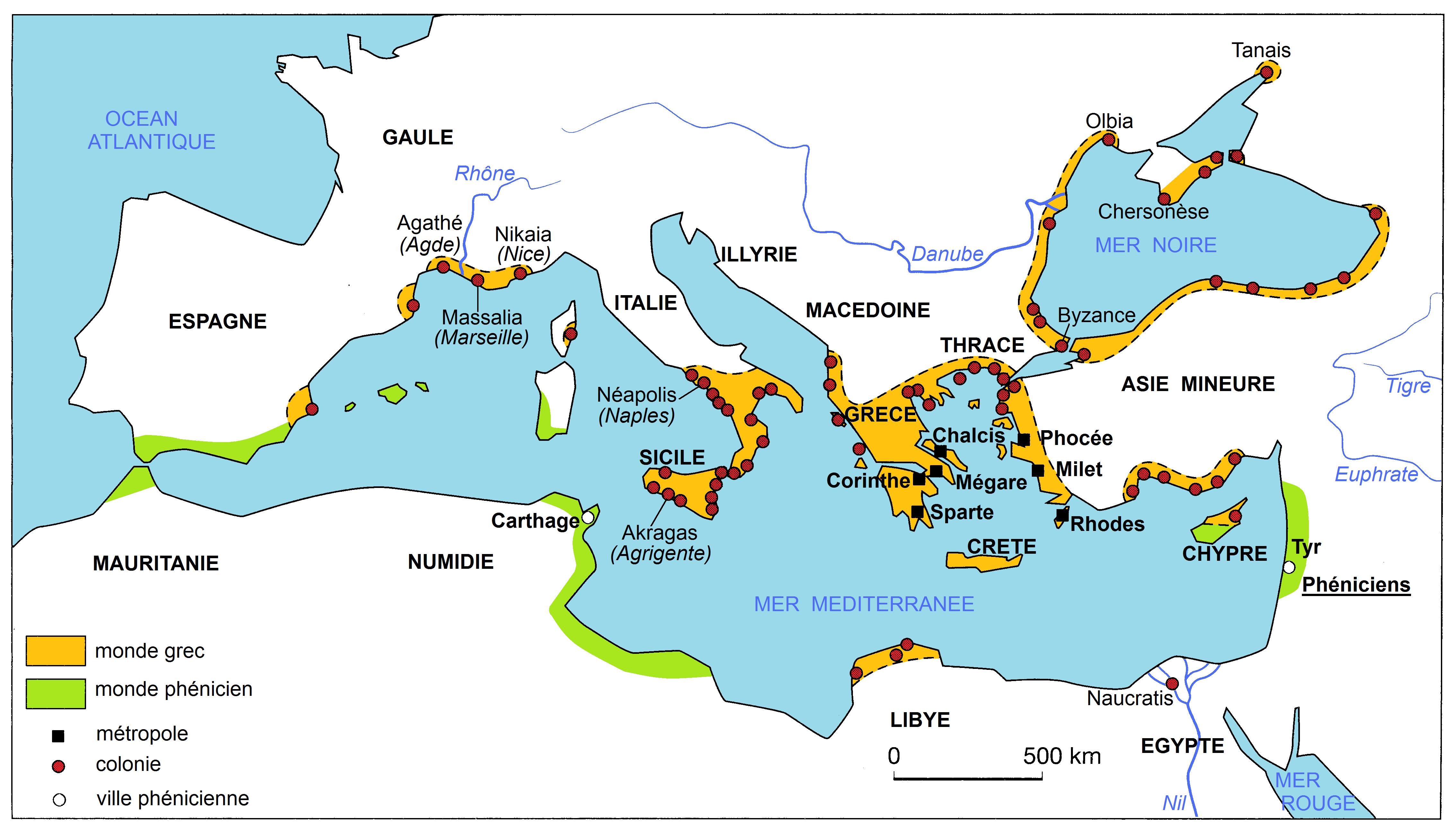 carte du monde grec au 5eme siecle avant jc Carte : la Méditerranée grecque au V° siècle avant Jésus Christ 
