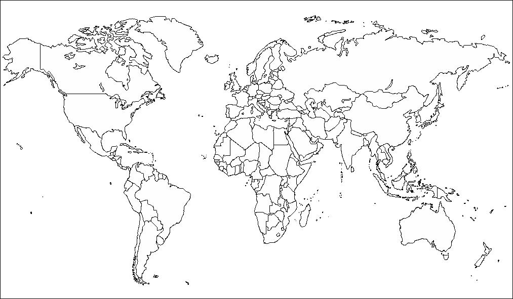 Coloriage carte du monde vierge à imprimer